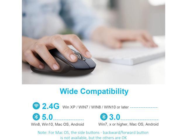 TECKNET Bluetooth Wireless Mouse, 3 Modes Bluetooth 5.0 & 3.0 Mouse 2.4G Wireless Portable Optical Mouse with USB Nano Receiver, 2400 DPI for...