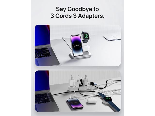 Intoval Charging Station for Apple iPhone/iWatch/Airpods, 3 in 1 Wireless Charger for iPhone15/14/13(Pro, Pro Max) 12/11/XS/XR,...