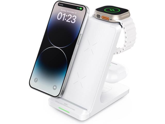 Wireless Charging Station, 3 in 1 Fast Wireless Charger Stand for Multiple Devices Apple Watch Ultra Series 9 8 7 6 SE 5 4 3 2, iPhone 15 14 13 12...