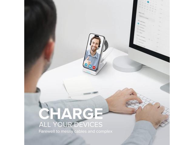 Wireless Charging Station, 3 in 1 Fast Wireless Charger Stand for Multiple Devices Apple Watch Ultra Series 10 9 8 7 6 SE 5 4 3 2, iPhone 16 15 14...
