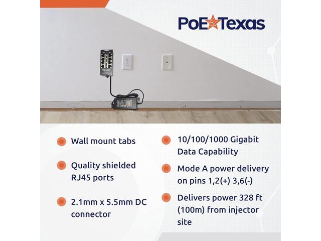 PoE Texas 4 Port PoE Injector - Gigabit Passive Power Over Ethernet with 48V 48W UL Power Supply - 802.3af PoE Injector for VoiP Phones, WiFi...