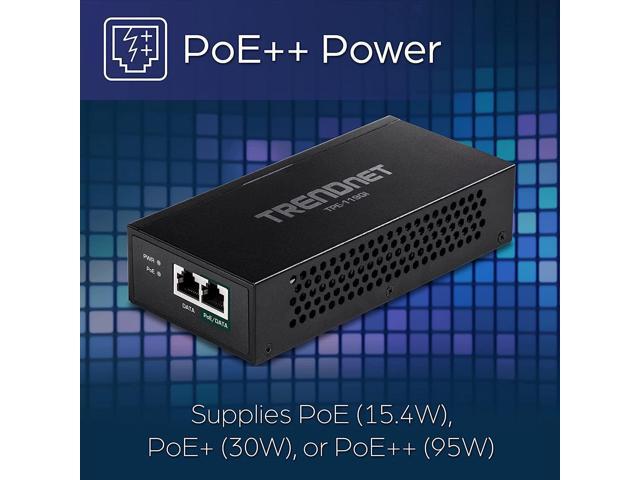 TRENDnet Gigabit PoE++ Injector, Convert A Non-PoE Port To A PoE++ Gigabit Port, PoE (15.4W), PoE+ (30W), Or PoE++ (95W), Up to 100m (328 ft),...