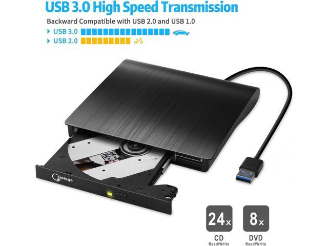 External DVD Drive, USB 3.0 Portable +/-RW, DVD Player for CD ROM Burner Compatible with Laptop Desktop PC Windows Linux OS Apple Mac Black
