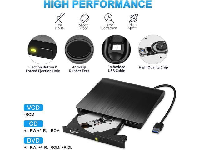 External DVD Drive, USB 3.0 Portable +/-RW, DVD Player for CD ROM Burner Compatible with Laptop Desktop PC Windows Linux OS Apple Mac Black