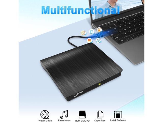 External DVD Drive, USB 3.0 Portable +/-RW, DVD Player for CD ROM Burner Compatible with Laptop Desktop PC Windows Linux OS Apple Mac Black