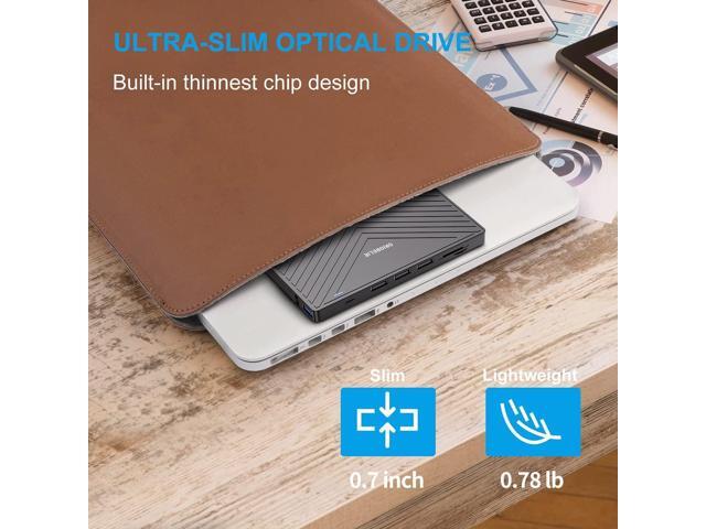 ORIGBELIE External CD DVD Drive, Ultra Slim CD Burner USB 3.0 with 4 USB Ports and 2 TF/SD Card Slots, Optical Disk Drive for Laptop Mac, PC...