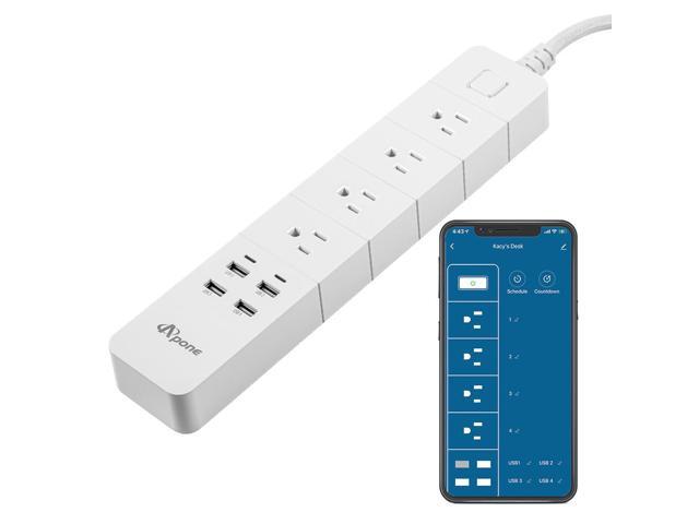 Apone Smart Power Strip with USB Surge Protector Bar with 4 Smart Outlets and 4 USB Ports 6Ft Extension Cord,Works with Alexa and Google Home Timer...