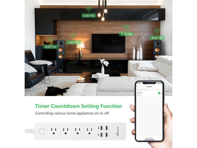 Apone Smart Power Strip with USB Surge Protector Bar with 4 Smart Outlets and 4 USB Ports 6Ft Extension Cord,Works with Alexa and Google Home Timer...