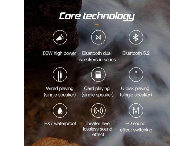 Binygo 1983 Plus 80W Wireless Bluetooth Speakers High Power Super Bass Bluetooth 5.2 Dual Speakers EQ Sound Effect Switching TF Card & U Disk...