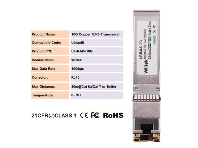 Wiitek SFP+ to RJ45 Copper Modules, 10GBase-T Transceiver Compatible for Ubiquiti UF-RJ45-10G (Cat 6a/7 or Better, 30-Meter)