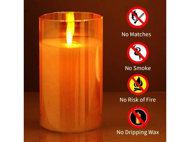 Goldprice Flameless Led Candles Flickering Battery Operated Glass Effect with Timer Remote for Festival Wedding Home Party Decor