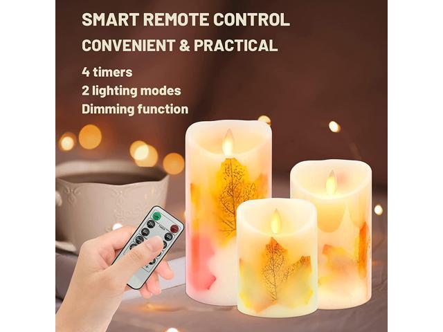 Goldprice LED Candle Lights Flameless Candles Light Warm White Real Wax Battery Operated Electric LED Moving Wick Flickering Maple Leaf Candle...