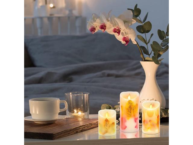 Goldprice LED Candle Lights Flameless Candles Light Warm White Real Wax Battery Operated Electric LED Moving Wick Flickering Maple Leaf Candle...