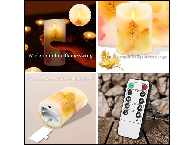 Goldprice LED Candle Lights Flameless Candles Light Warm White Real Wax Battery Operated Electric LED Moving Wick Flickering Maple Leaf Candle...