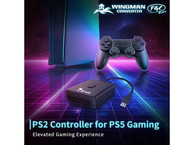 Brook Wingman FGC Retro: PS1 & PS2 Controllers for PS5 / PS4 / PC with Turbo, Remap, Macro, X-Input, Compatible with Dance Mats / Arcade Sticks /...