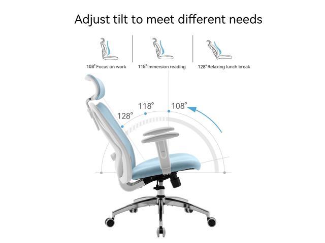 SIHOO High-Back Mesh Office Chair with Lumbar Support, Ergonomic Chair for Desk, Breathable Mesh Adjustable Headrests for Home Office, Blue