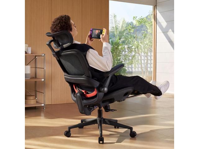 SIHOO B100 PRO Gaming Chair with Footrest, Breathable High Back Mesh Chair, Adaptive Dynamic Lumbar Ergonomic Office Chair, 4D Flip-up Armrest...