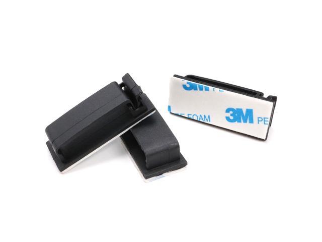 Cable Clips 3M Adhesive, Multipurpose Wire Clamps for Cable Management and Cable Runs - 50 Pack Black Bundled with 10 Reusable Cable Ties