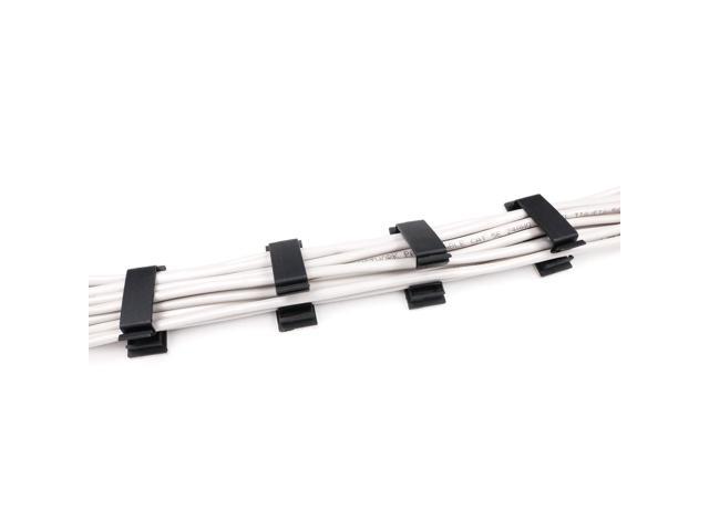 Cable Clips 3M Adhesive, Multipurpose Wire Clamps for Cable Management and Cable Runs - 50 Pack Black Bundled with 10 Reusable Cable Ties