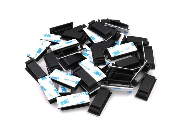 Cable Clips 3M Adhesive, Multipurpose Wire Clamps for Cable Management and Cable Runs - 50 Pack Black Bundled with 10 Reusable Cable Ties