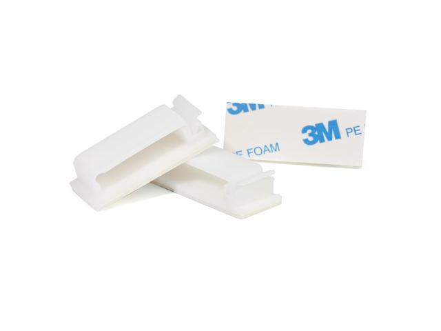 Cable Clips 3M Adhesive, Multipurpose Wire Clamps for Cable Management and Cable Runs - 50 Pack White Bundled with 10 Reusable Cable Ties
