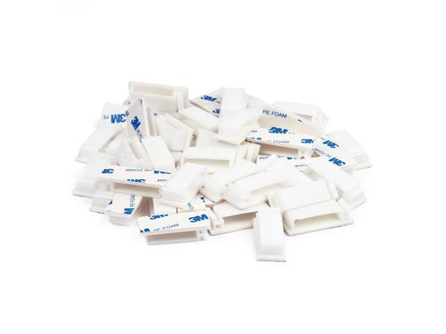 Cable Clips 3M Adhesive, Multipurpose Wire Clamps for Cable Management and Cable Runs - 50 Pack White Bundled with 10 Reusable Cable Ties