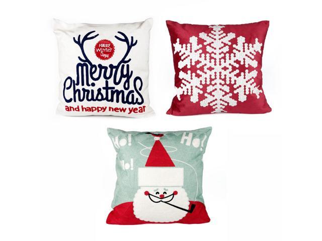 Christmas Decorative Pillow Christmas Snowflake Santa Clause Reindeer Home Decor Throw Pillow Set of 3