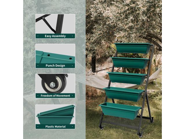 Vertical Raised Garden Bed with Wheel,Freestanding Elevated Planters with Drainage Holes for Flowers Growing,Patio Balcony Greenhouse Outdoor/Indoor