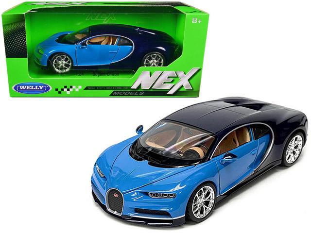 Bugatti Chiron Blue and Dark Blue Two-Tone 'NEX Models' Series 1/24 Diecast Model Car by Welly