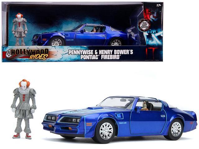Henry Bower/'s Pontiac Firebird Trans Am Candy Blue with Pennywise Diecast Figurine /It Chapter Two/ (2019) Movie 1/24 Diecast Model Car by Jada'''