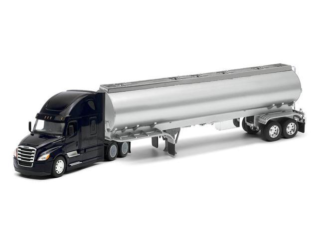 Freightliner Cascadia Truck Black with Silver Tanker Trailer 'Transporter' Series 1/32 Diecast Model by Welly