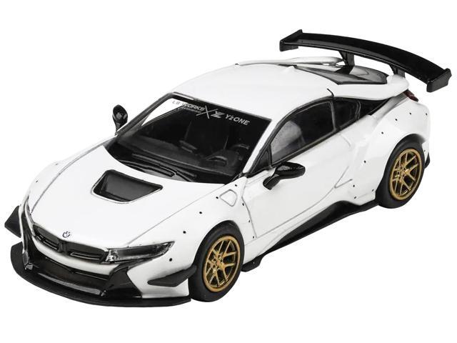 i8 Liberty Walk White with Gold Wheels 1/64 Diecast Model Car by Paragon Models