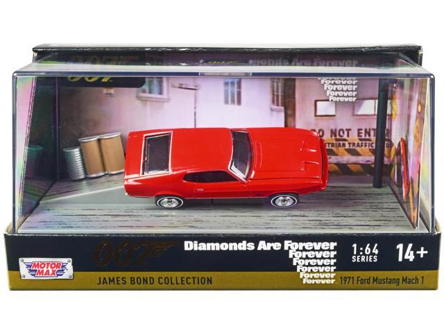 1971 Ford Mustang Mach 1 Red James Bond 007 'Diamonds are Forever' (1971) Movie with Display 1/64 Diecast Model Car by Motormax