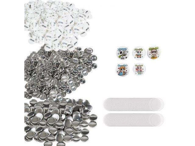 500 Sets 1 inch 25mm Pin Back Button Parts, DIY Round Button Badge Parts, Set Includes Metal Top, Plastic/Metal Button, Clear Film, and Blank Paper...