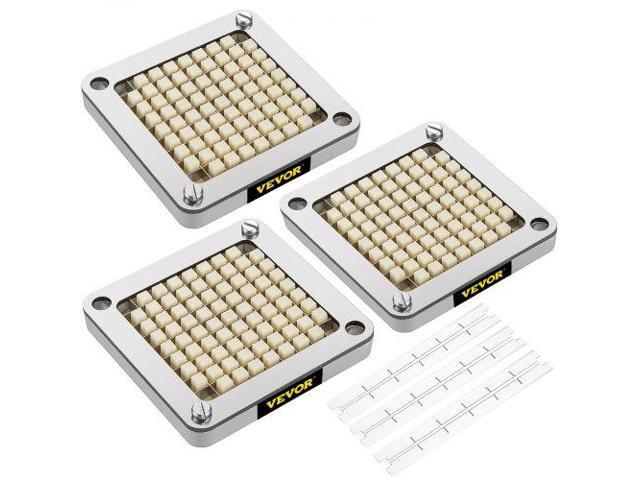 VEVOR Replacement Chopper Blade, 3/8 inch, 3 PCS French Fry Blade Assembly with 6 Extra Knives, Stainless Steel Dicer Parts and Push Block for...