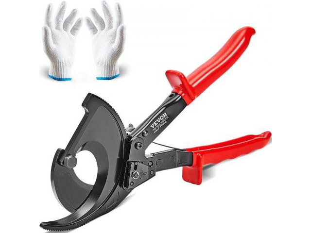 VEVOR Ratcheting Cable Cutter, 11' Wire Cutter Heavy Duty with Gloves, Strong Silicon-Manganese Spring Steel Blade-for Cutting Up to 400 mm² / 780...