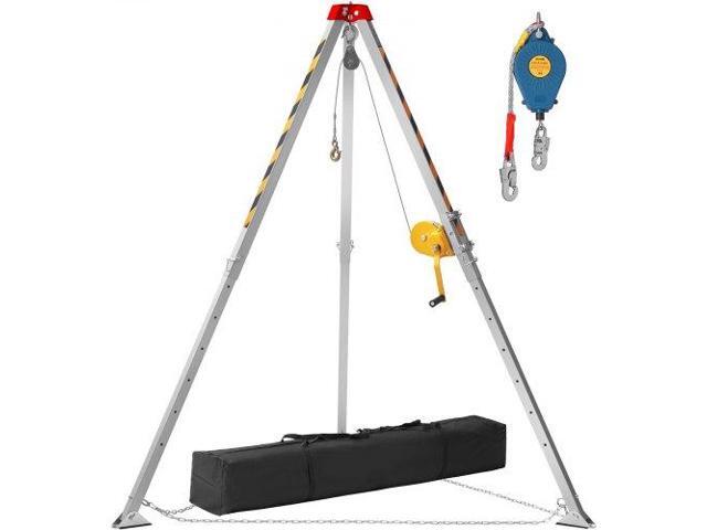 VEVOR Confined Space Tripod Kit, Confined Space Tripod 7' Legs Bracket and 98' Cable, Confined Space Rescue Tripod 32.8' Fall Protection, 1200 lbs...