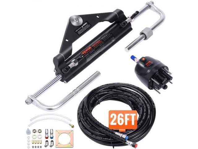 Hydraulic Outboard Steering Kit, 150HP, Marine Boat Hydraulic Steering System, with Helm Pump Two-Way Lock Cylinder and 26 Feet Hydraulic Steering...