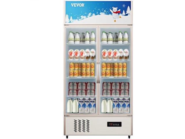 Commercial Refrigerator, Display Fridge Upright Beverage Cooler, Glass Door with LED Light for Home, Store, Gym or Office, (23 cu. ft Double Swing...