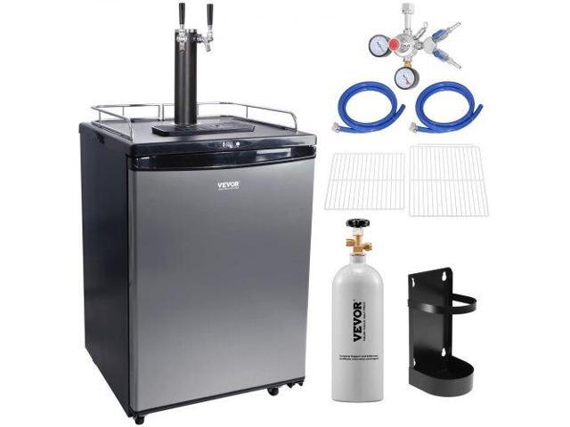 Beer Kegerator, Dual Tap Draft Beer Dispenser, Full Size Keg Refrigerator With Shelves, CO2 Cylinder, Drip Tray & Rail, 32°F- 75.2°F Temperature...