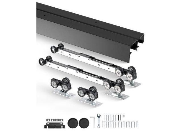 VEVOR Bypass Door Hardware 8ft Bypass Closet Door Track Kit for 2 Door System Black