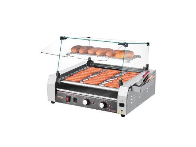 Hot Dog Roller, 30 Hot Dog 11 Rollers, Stainless Steel Sausage Grill Cooker, 1600W Commercial Hot Dog Machine with Dual Temp Control, Cover, Side...