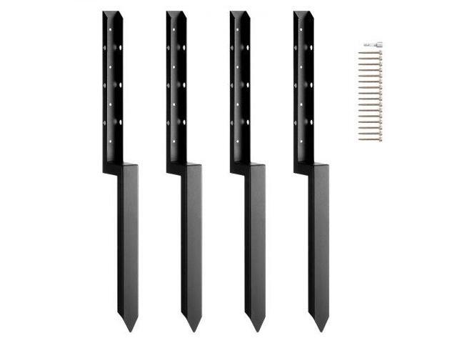 Fence Post Anchor Repair Kit, 4 Pack Inner Diameter 2 x2 Inches Heavy Duty Steel Fence Post Support Stakes, Anchor Ground Spike for Repair Tilted,...