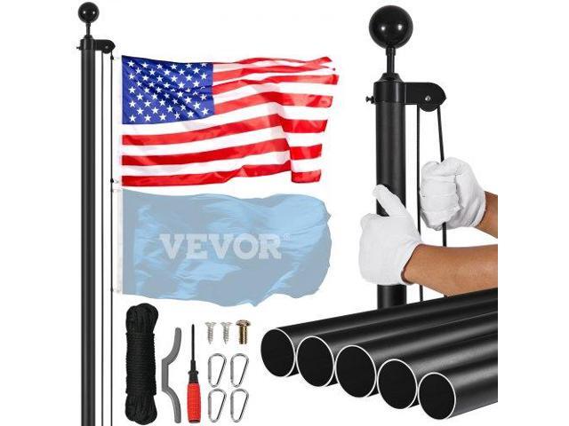 VEVOR 20FT Detachable Flagpole Kit Heavy Duty Aluminum Flag Pole American Black