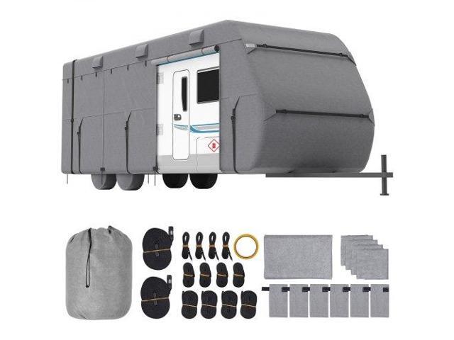 Travel Trailer Cover, 30-33 ft RV Cover, 4-Layer Non-Woven Fabric Camper Cover, Waterproof, Windproof and Rip-Stop Class A RV Cover, with Storage...