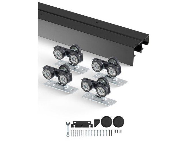Bypass Door Hardware, 4ft Heavy Duty Bypass Sliding Door Hardware Kit, Aluminum Alloy Sliding Closet Door Hardware Set with Finger Pulls, for 2...