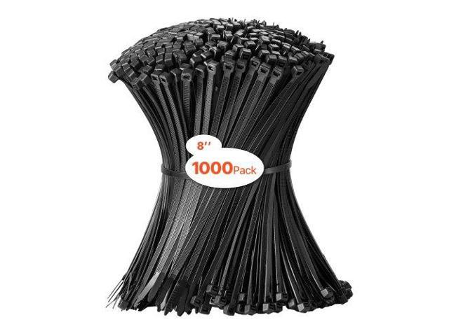 1000 Pack Cable Zip Ties, 8-inch Heavy Duty Cable Wire Ties with 45LBS High Tensile Strength, Multi-Purpose Self-Locking Nylon Tie Wraps, Heat &...