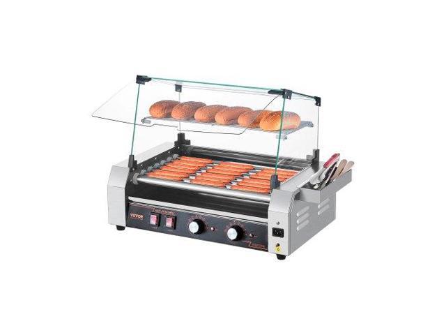 Hot Dog Roller, 18 Hot Dog 7 Rollers, Stainless Steel Sausage Grill Cooker, 1050W Commercial Hot Dog Machine with Dual Temp Control, Cover, Side...