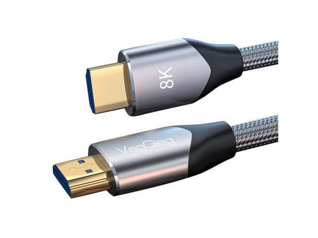VegGieg V-H403 8K HDMI Cable 48Gbps 6.6FT/2M, Braided Cord-4K@120Hz 8K@60Hz, DTS:X, HDCP 2.2 & 2.3, HDR 10 Compatible with TV/PS5/HDTV/Blu-ray
