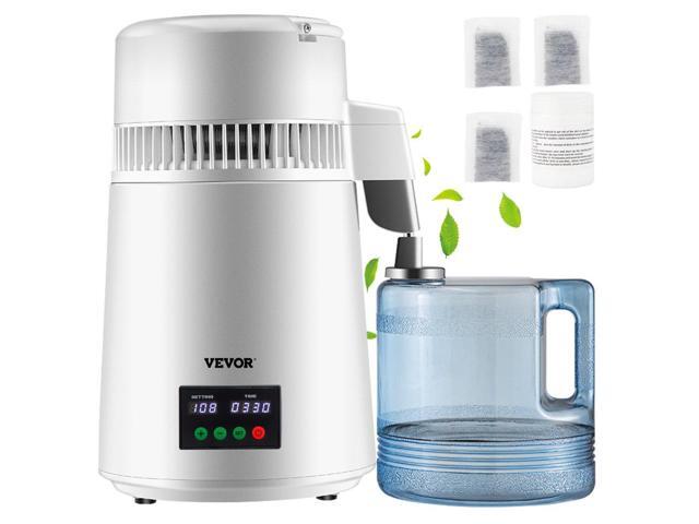 VEVOR 1.1Gal Water Distiller, 0.3Gal/H, 750W Distilled Water Maker Machine 0-99H Timing Set Temp Display, 304 Stainless Steel Countertop Distiller...